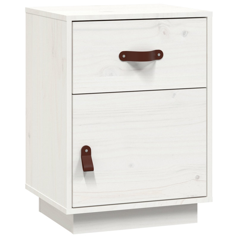 Kaleth 40cm W Solid Wood Bedside Table, White