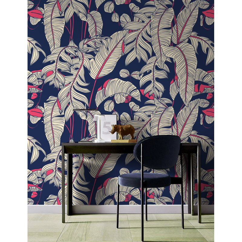 Papier peint amovible feuilles de palmier tropical, L 9 po x l 15 po