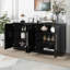 Buffet polyvalent avec tablettes réglables et poignées argentées pour le rangement dans la cuisine, la salle à manger et le salon-1053193020