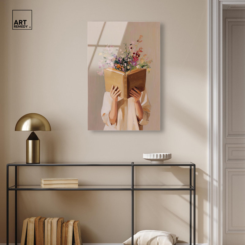 «Reading in Petals», reproduction d'art à la mode par Art Remedy, H 30 po x l 20 po