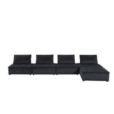 120" And In Black Velvet With 112.13 Lb Product Weight 39.49 In. Depth 2" Leg Height Pocket Coil Springs 25.5" Seat 119.62 Width 14.5" Back Foam Filled Seats
