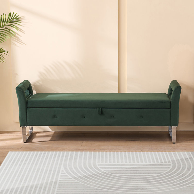 Banc de rangement avec accoudoirs, Vert