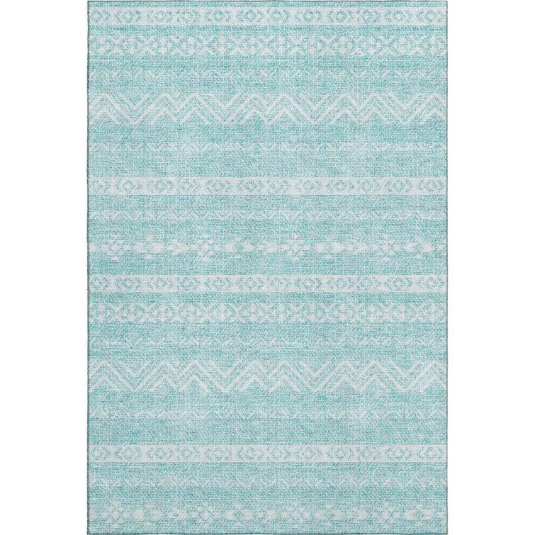 Premium Machine Washable Prisco Teal Rug