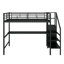 Lit mezzanine double en métal avec bureau, garde-robe et lumière DEL-1391901462