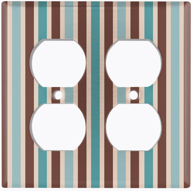Plaque murale 2 prises papier peint, Bleu / brun