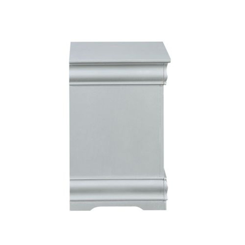 Kashton Nightstand with Storage Drawers & Metal Handles, Silver