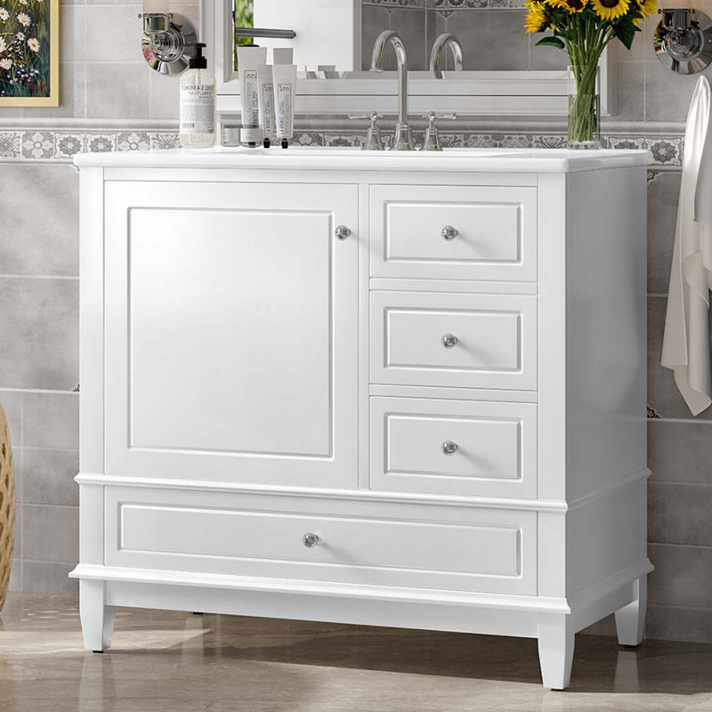 Meuble-lavabo 36 po avec lavabo en céramique, Blanc