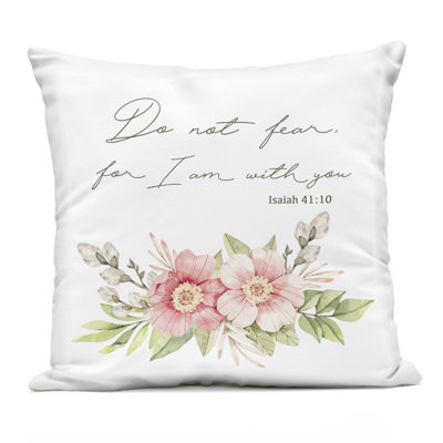 Stupell Industries Do Not Fear Proverb With Flowers Outdoor Printed Pillow, Design By Marcus Prime In Pink
