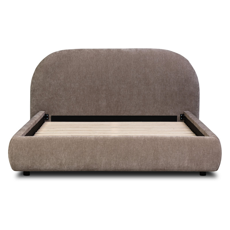 Lit plateforme entièrement rembourré Genoa, Grand, Brun taupe