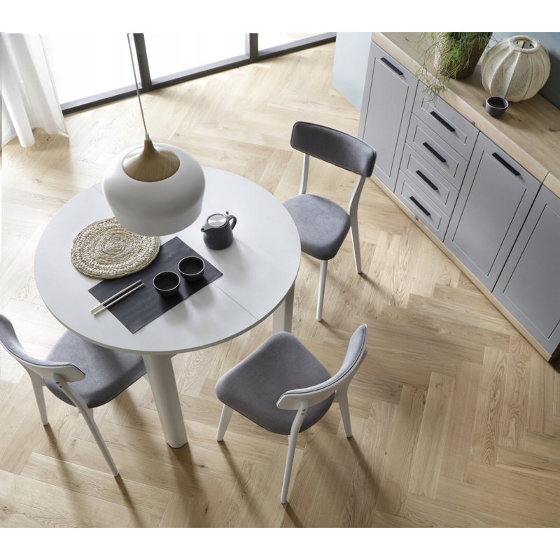 Narkita Round Extendable Table 105-240cm, 76cm H x 110cm W x 110cm D, White