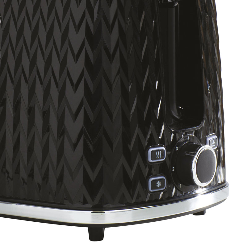 Daewoo Argyle 2 Slice Toaster 800W High Lift Reheat Defrost Large Slice Black, Cancel Functions, Black