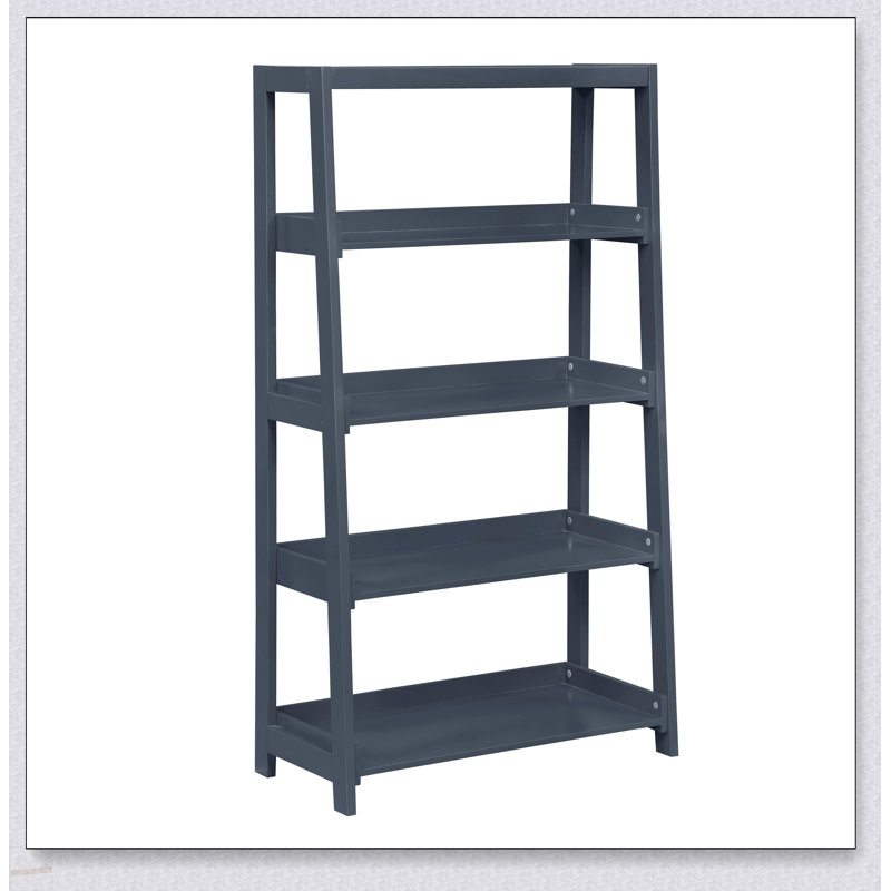 Bibliothèque moderne moderne à 4 tablettes avec une finition bleue élégante, idéale pour le rangement élégant et la présentation dans n'importe quelle pièce.