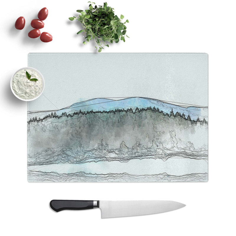 Glass Fir Tree Forest in Abstract Chopping Board, 39 cm W x 28.5 cm L