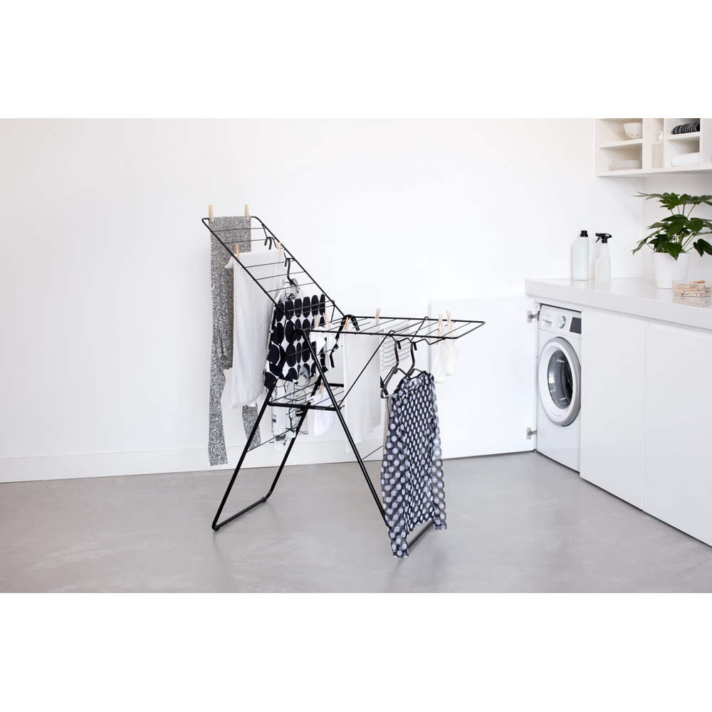 Brabantia HangOn Foldable Clothes Drying Rack - 66 Feet (20m) Brabantia Finish: Matte Black