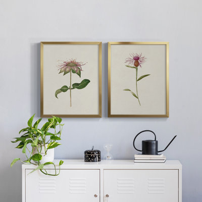 Mauve jardin fleurs V, toile encadrée de qualité supérieure - prête à être accrochée