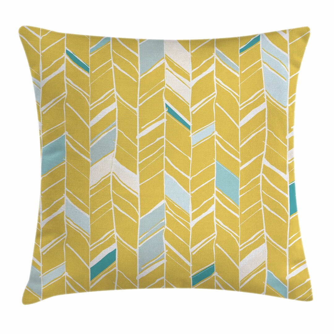 Kissenbezug, Herringbone Kunst, Yellow Chevron, Blassblau Senf