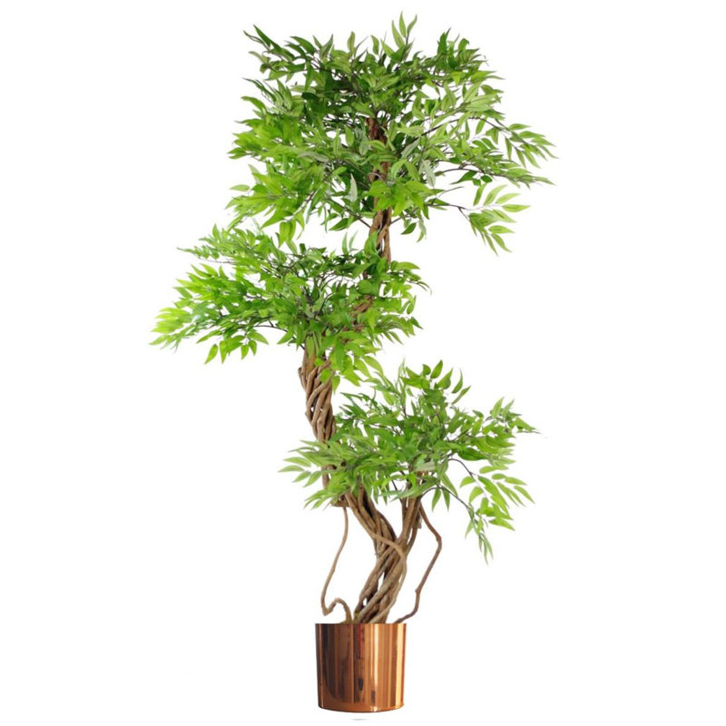 140cm Faux Tree in Metal Planter, Copper