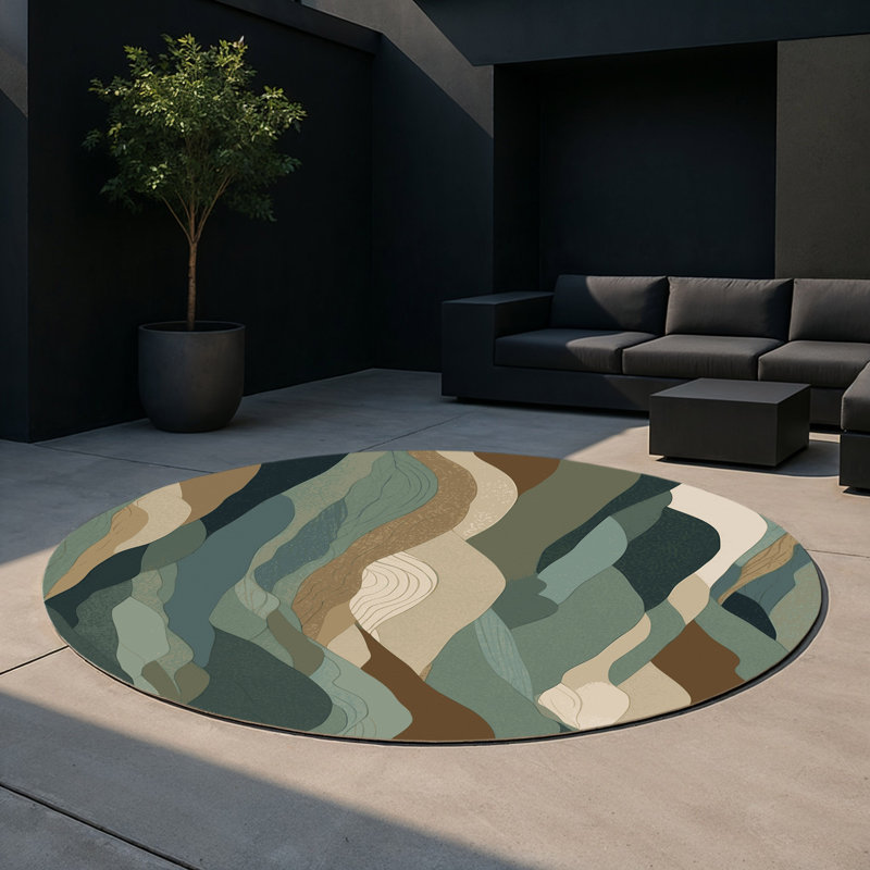 Moonlit Veil Indoor And Outdoor Area Rug, Round 5'