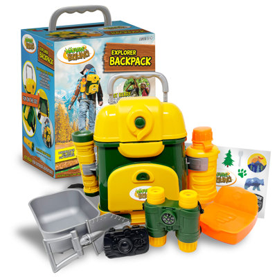 Nature Bound: Explorer Backpack - 9pc Adventure Gear Toy Playset, Binoculars-Shovel-Flashlight, Hard-Shell Case w/ Wheels & Shoulder Straps, Kids 3+