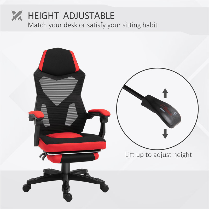Red and Black High Back Mesh Executive Swivel Chair with Fixed Arms