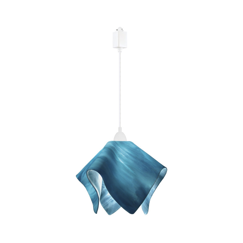 Dale Flame Handcrafted Glass 1-Light Track Pendant, Large, White, Sky Blue