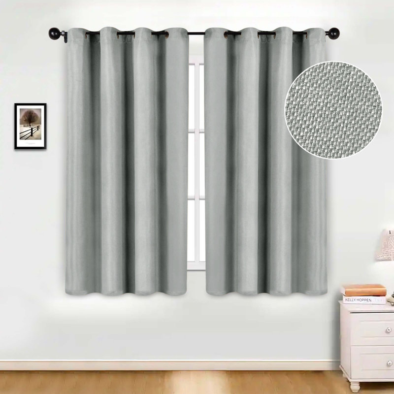 Polyester Thermal Insulated Room Darkening Curtain Panels, 52" W x 63" L, Chrome