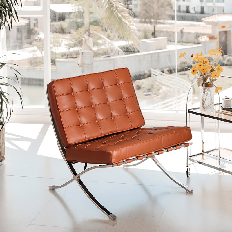 Fauteuil d'appoint inclinable en cuir brun, Brun