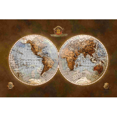 «World Map Hemispheres», impression sur toile tendue