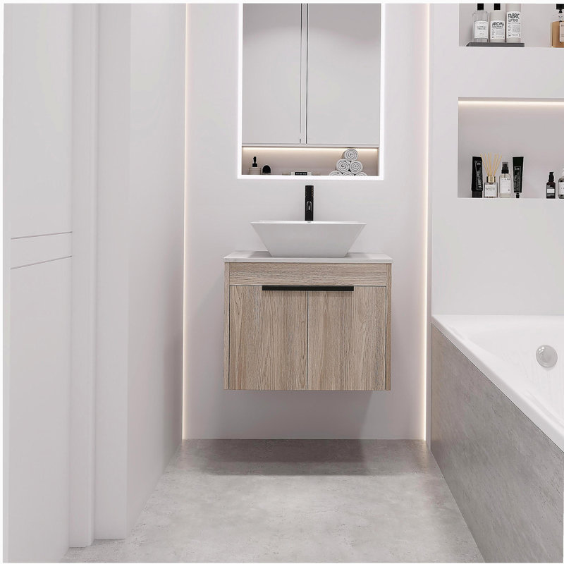 Ensemble de meuble-lavabo mural 24 po avec lavabo en céramique, 24"
