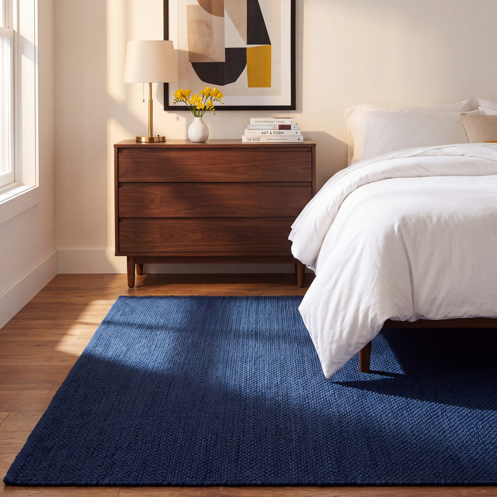 Marseille Blue Hand-Woven Geometric Outdoor Rug, Rectangle 5' x 8'