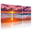 Nautique et plage coucher de soleil océan vagues ciel nuages plage couleurs ensemble de 3 impressions d'art sur toile-1372624422