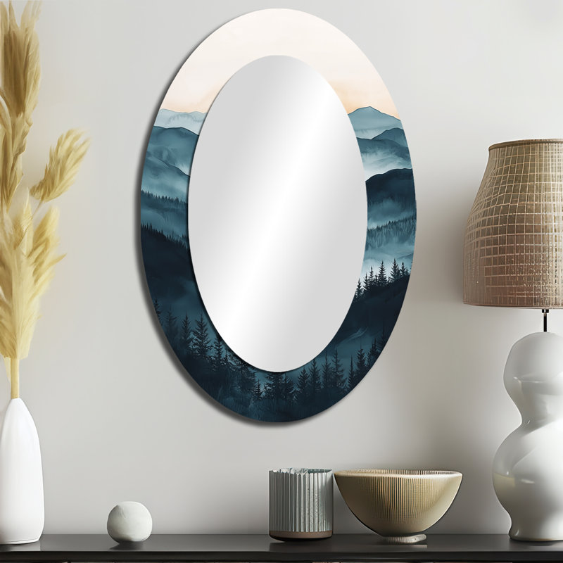 The Silent Ridge Into The Mountains Landscapes II - White Oval Wall Mirror Decor, 36" x 24"