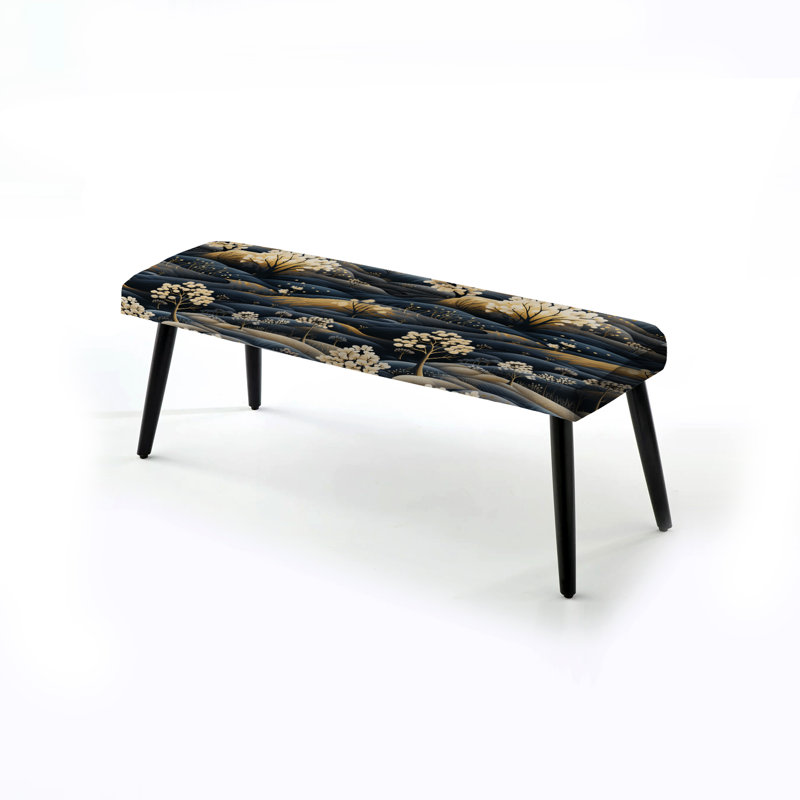 Banc scandinave bleu foncé foncé à motif floral