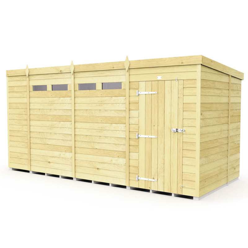 14ft x 6ft Pent Security Shed - Single Door