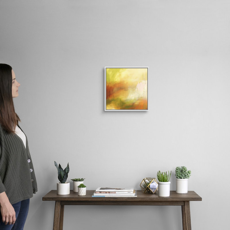Reproduction d'art sur toile, H 14 po x l 14 po x P 1,75 po, Cadre flottant blanc
