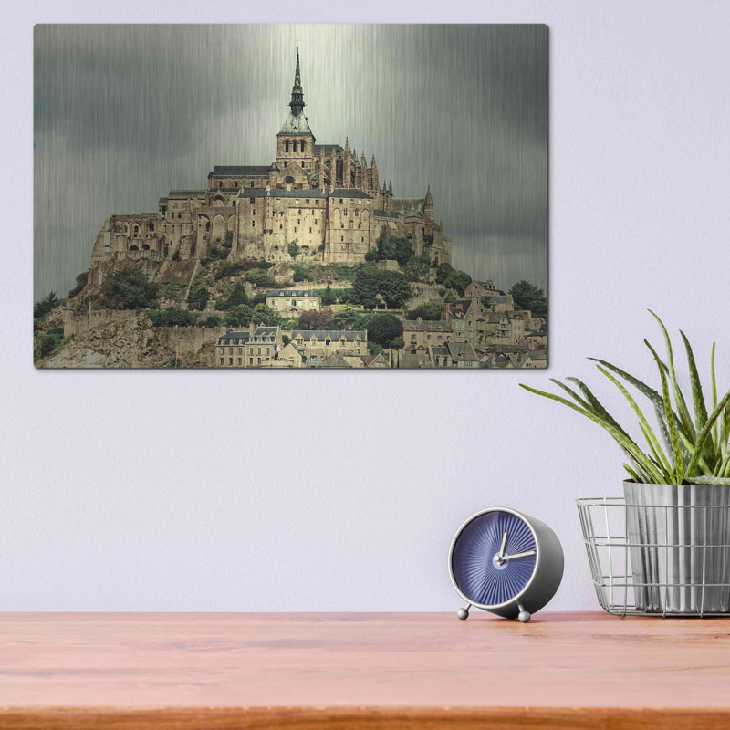 «Mont St. Michel» par Keri Bevan, art mural en métal, 36 po x 24 po, H 12 po x l 16 po