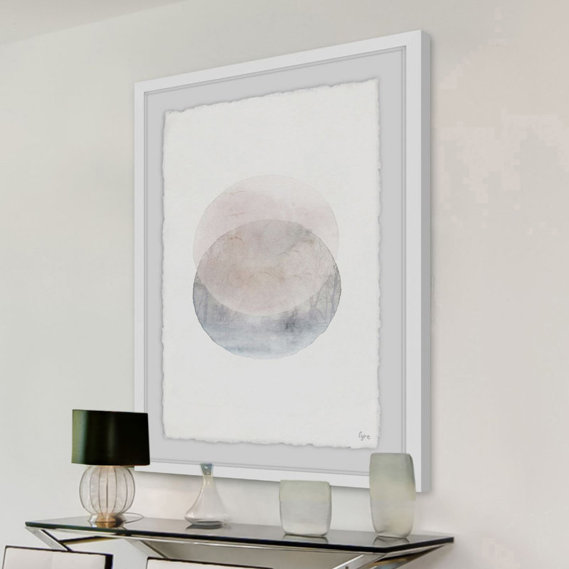 « two sphères »-cadre photo imprimé sur papier, H 18 po x l 12 po x P 1,5 po, Cadre blanc à bords frangés