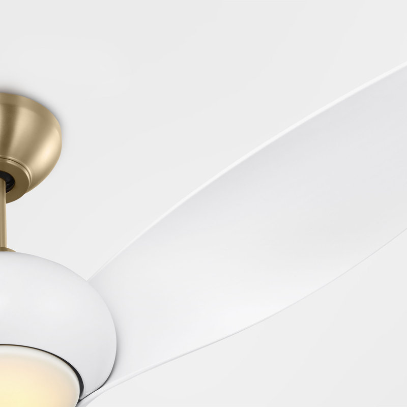 Visual Comfort Fan Topan Smart 52 LED Indoor Ceiling Fan with Threaded Downrod, Matte White ABS blades and Handheld Remote