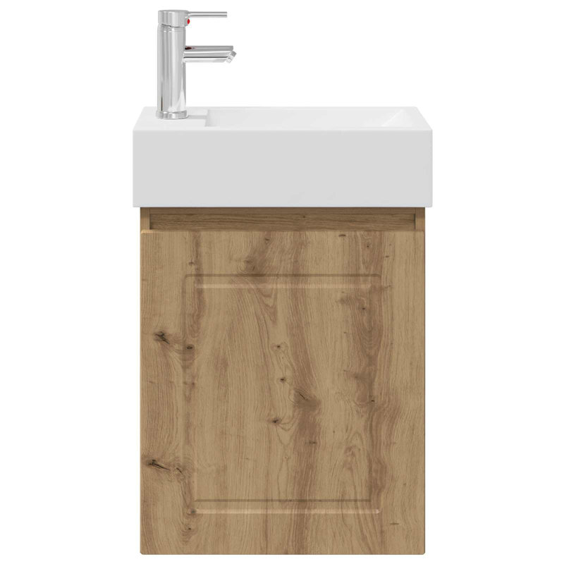 Single Bathroom Vanity with Ceramic Basin, Artisan Oak