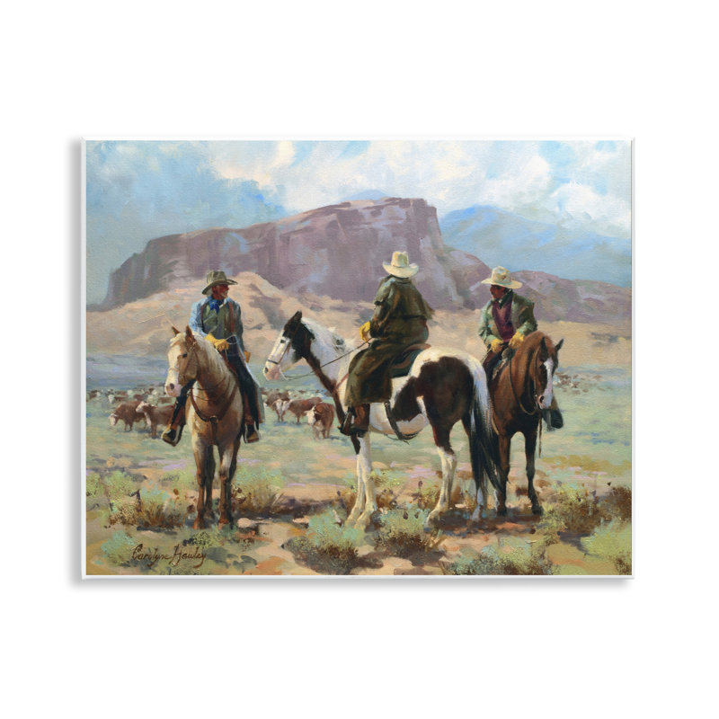 «Cowboy Group with Bétail», art mural par Carolyne Hawley