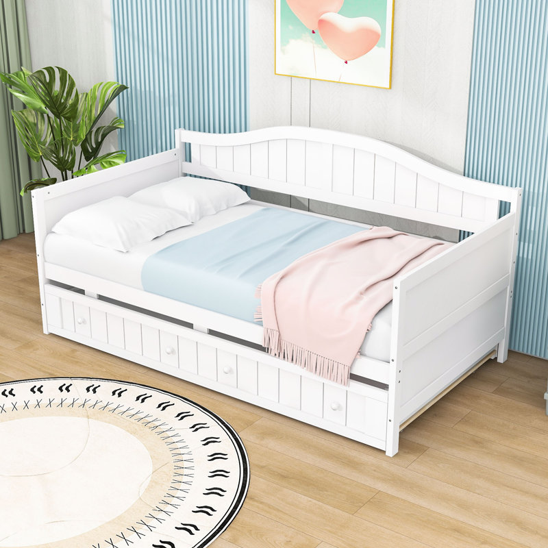 Lit de jour simple avec couchette Efthim, Blanc