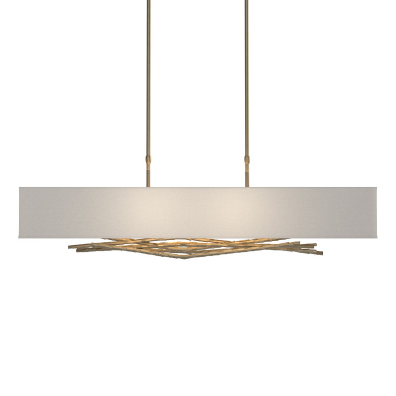 Brindille 4 - Light Kitchen Island Rectangle Pendant, Natural Anna, Soft Gold
