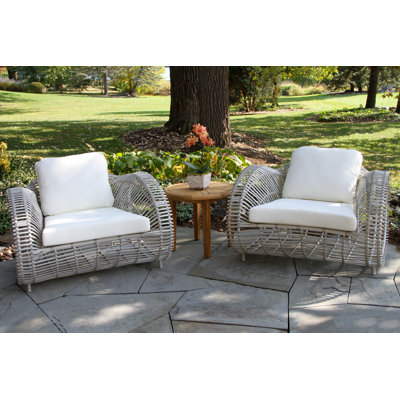 Dochi Teak Premium All-Weather Wicker 2 - Person Patio Conversation Sets with Cushions