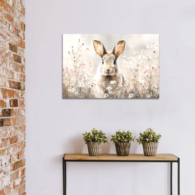  «Pâques», reproduction d'art sur toile de lapin de printemps, décoration murale avec cadre en pin, 12 po x 18 po