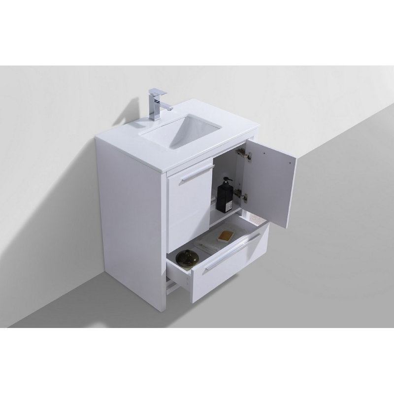 Meraris 29.125'' Single Bathroom Vanity with Top, Gloss White