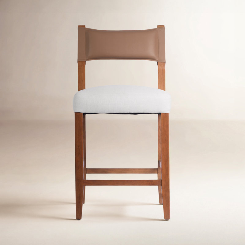 Natalina Rustic Bar Stool,Solid Wood Frame