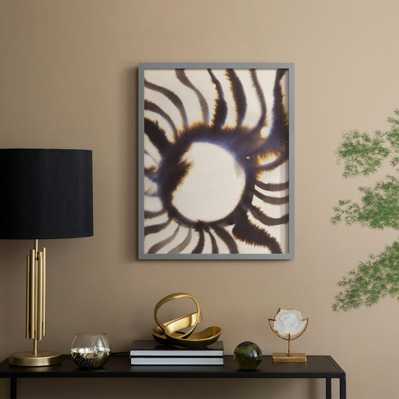 Inky Rays I Framed Print - Solid Wood, Grey, H 30 po x l 24 po