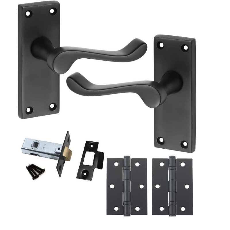 4 Sets of Viatorian Scroll Door Handles Sets with Latches and Hinges 