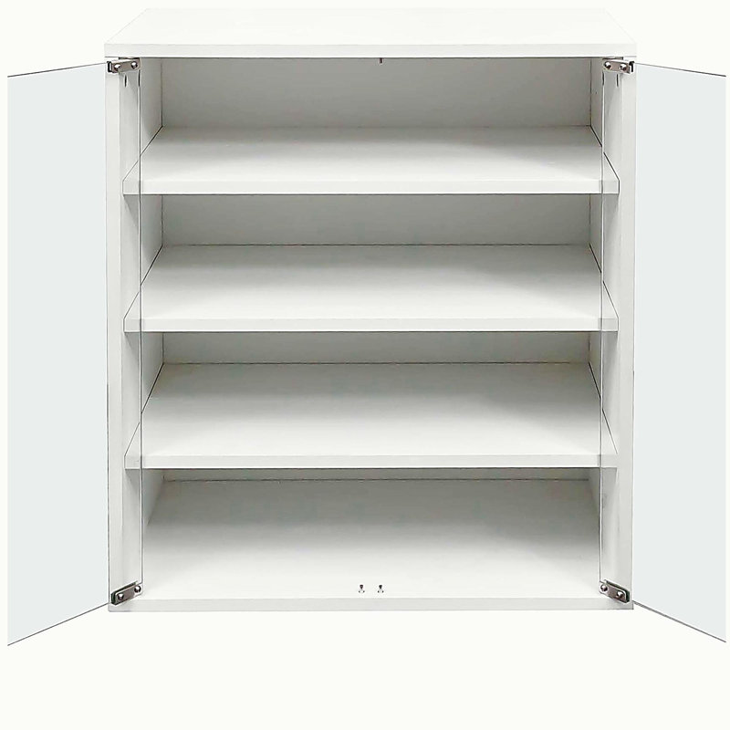 Glass Door Shoe Box Shoe Storage Cabinet With RGB Led Light, White