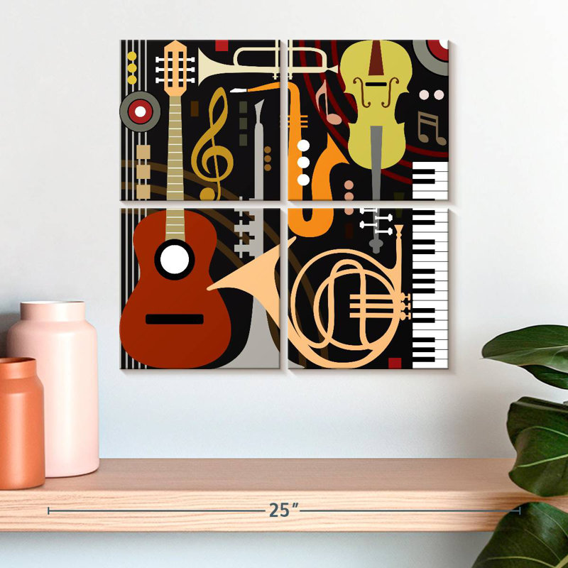 Abarca, instruments de musique abstraits, H 18 po x l 18 po